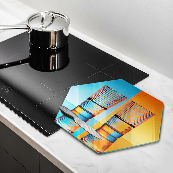 Chopping board Two glasses of water