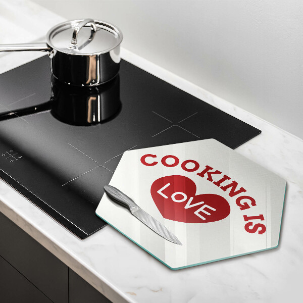 Chopping board The inscription Cooking is love