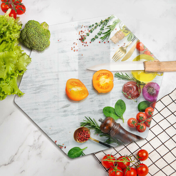 Chopping board Vegetables and spices