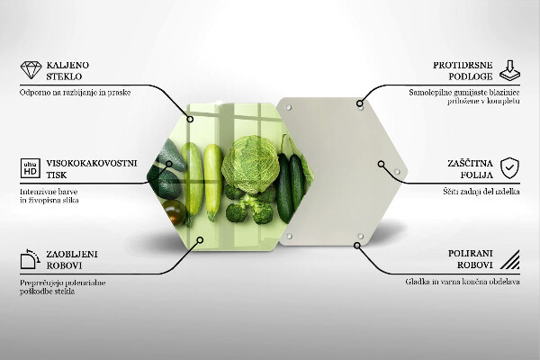Chopping board Green fruits and vegetables