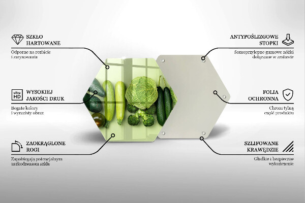 Chopping board Green fruits and vegetables