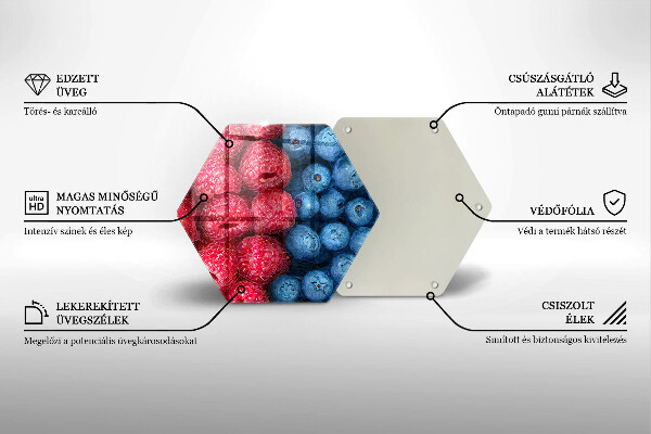 Chopping board Fruit of raspberry and blueberries