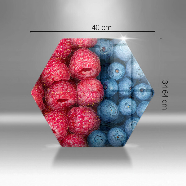 Chopping board Fruit of raspberry and blueberries