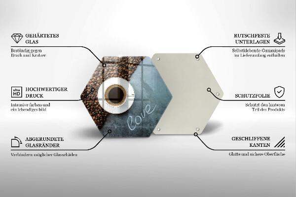 Chopping board Coffee beans and cup