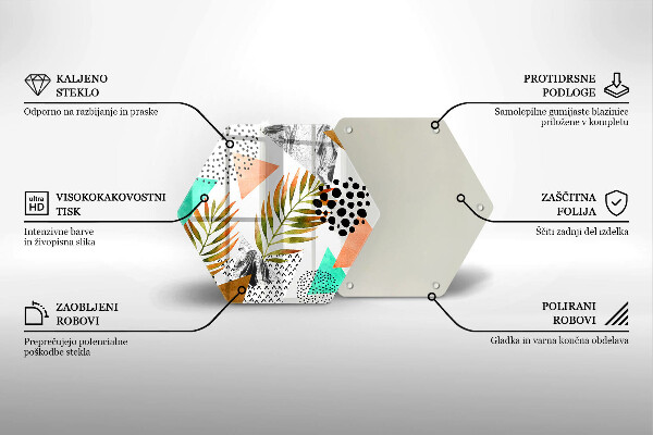 Glass worktop saver Boho leaves pattern