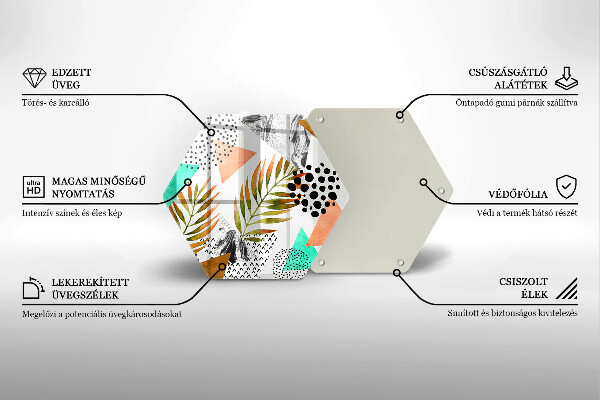 Glass worktop saver Boho leaves pattern