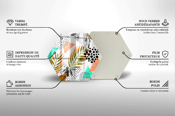 Glass worktop saver Boho leaves pattern