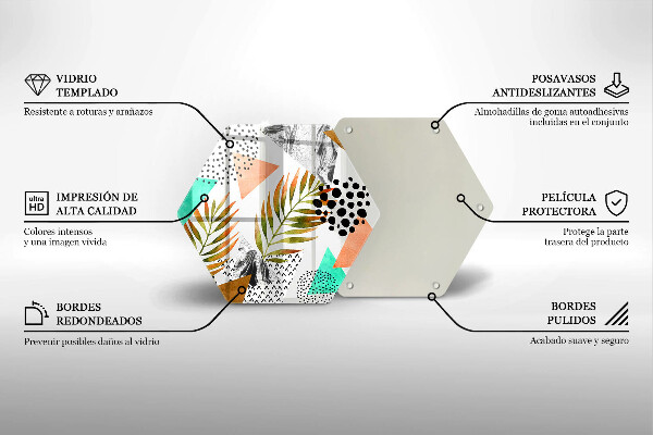 Glass worktop saver Boho leaves pattern