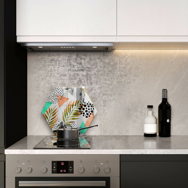 Glass worktop saver Boho leaves pattern