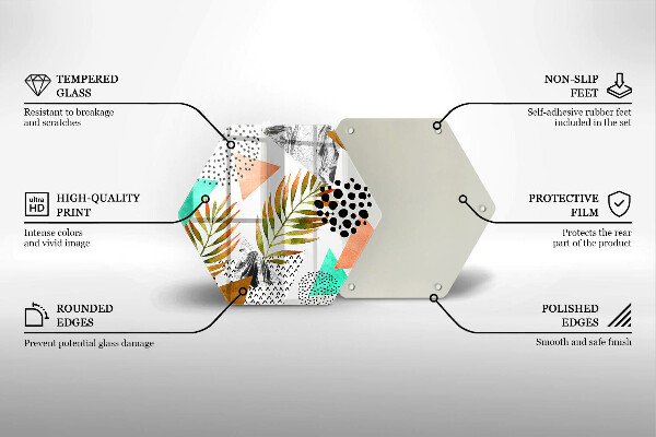 Glass worktop saver Boho leaves pattern