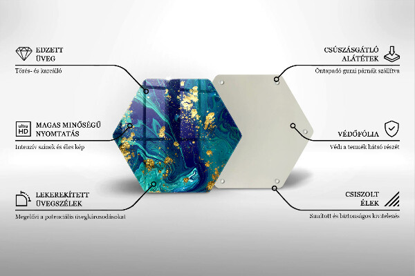 Chopping board glass Abstraction with gold