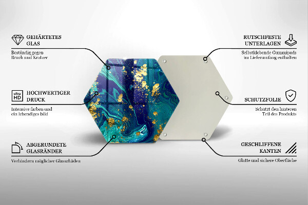 Chopping board glass Abstraction with gold