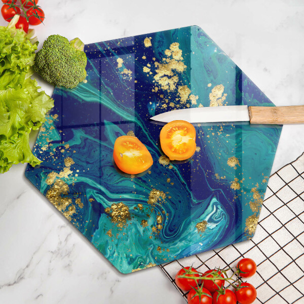 Chopping board glass Abstraction with gold