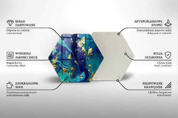 Chopping board glass Abstraction with gold