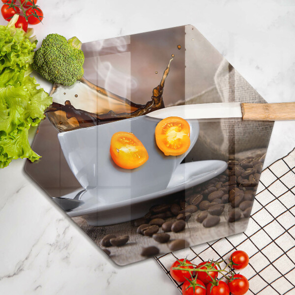 Chopping board Cup and coffee beans
