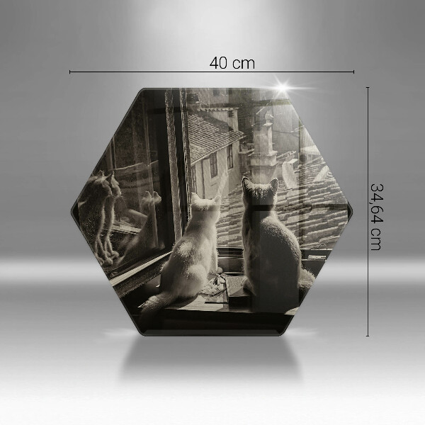 Chopping board Cats city and window