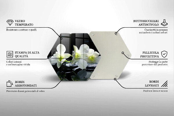 Chopping board Zen white flowers in water