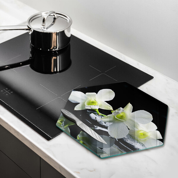 Chopping board Zen white flowers in water