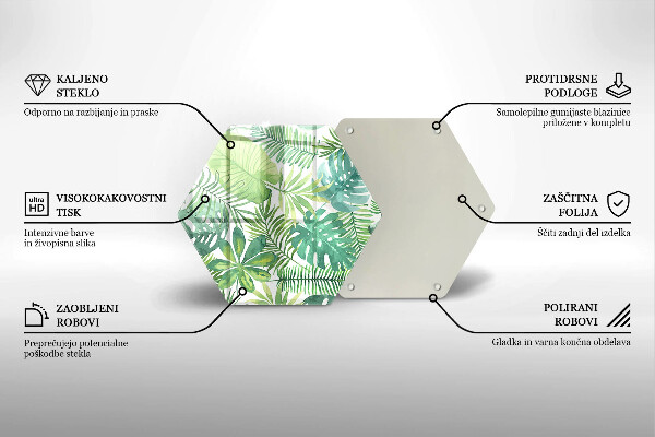 Chopping board glass Boho watercolors leaves