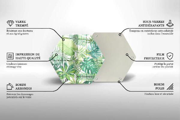 Chopping board glass Boho watercolors leaves