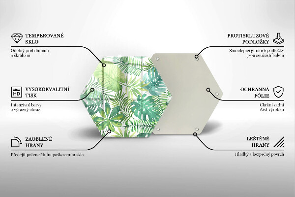 Chopping board glass Boho watercolors leaves