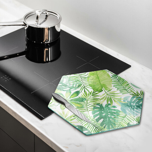 Chopping board glass Boho watercolors leaves