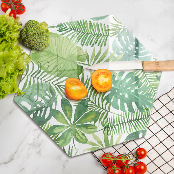 Chopping board glass Boho watercolors leaves