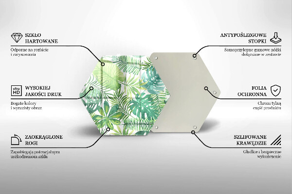 Chopping board glass Boho watercolors leaves