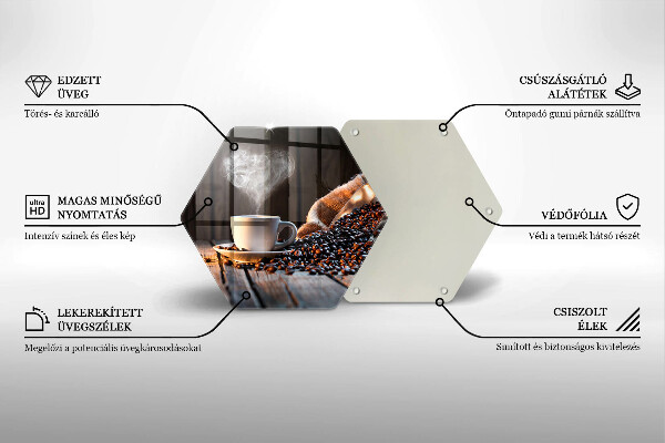 Chopping board glass Coffee cup and heart