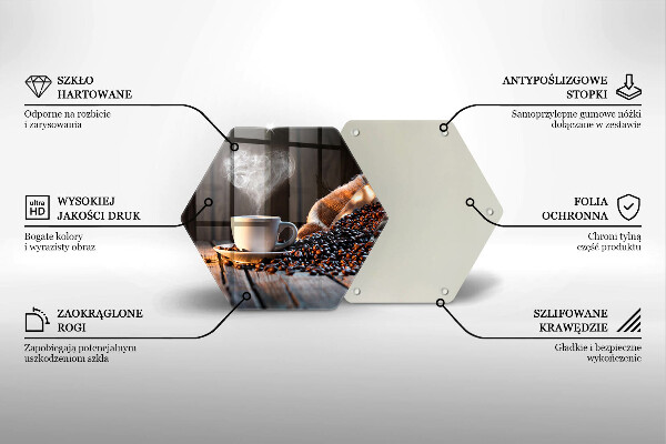 Chopping board glass Coffee cup and heart