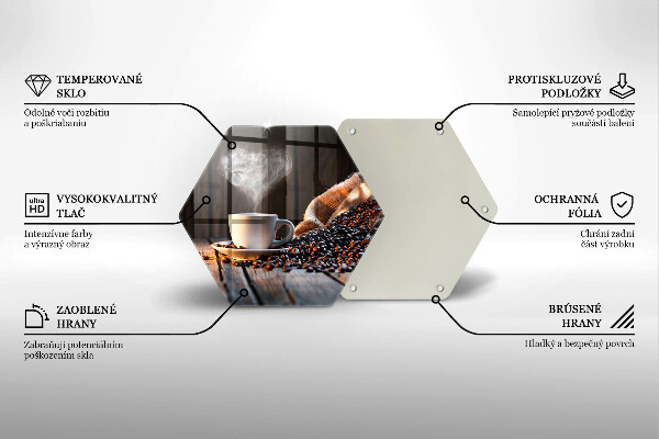 Chopping board glass Coffee cup and heart