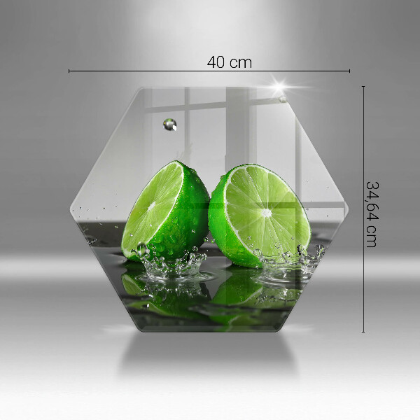 Chopping board glass Juicy lime and water