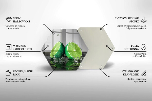 Chopping board glass Juicy lime and water