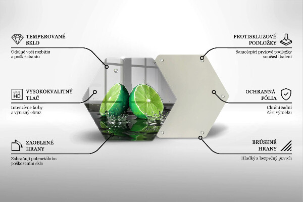 Chopping board glass Juicy lime and water