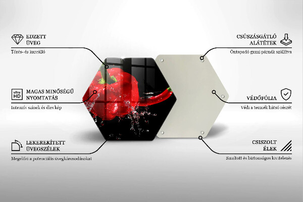 Chopping board Red peppers in water