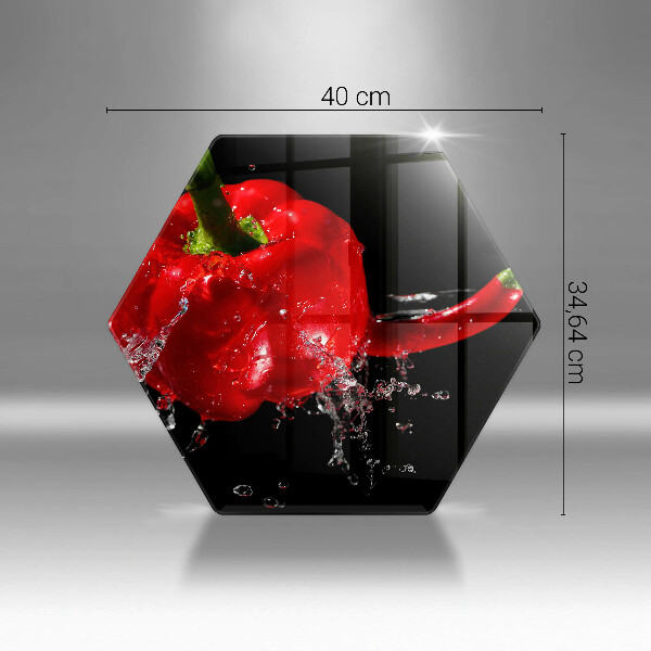 Chopping board Red peppers in water