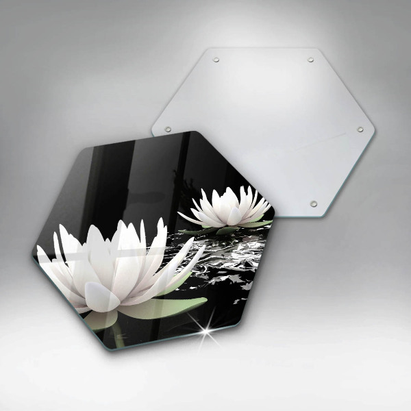 Chopping board White lilies on the water