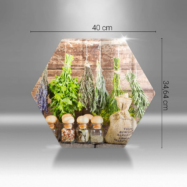 Chopping board Herbs spices and wood