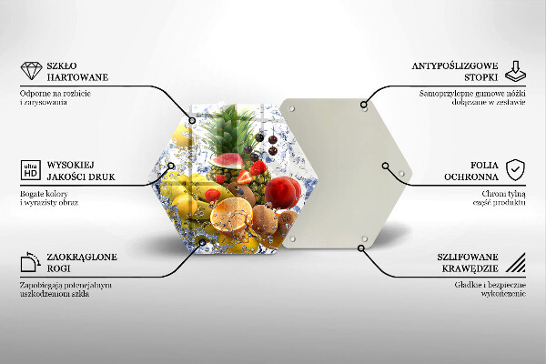 Chopping board Juicy fruit and water