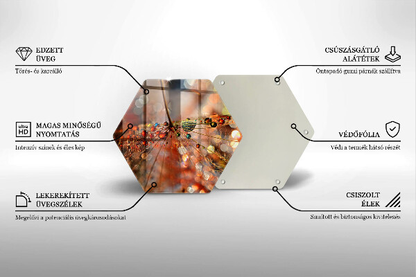 Chopping board glass Wet dandelion