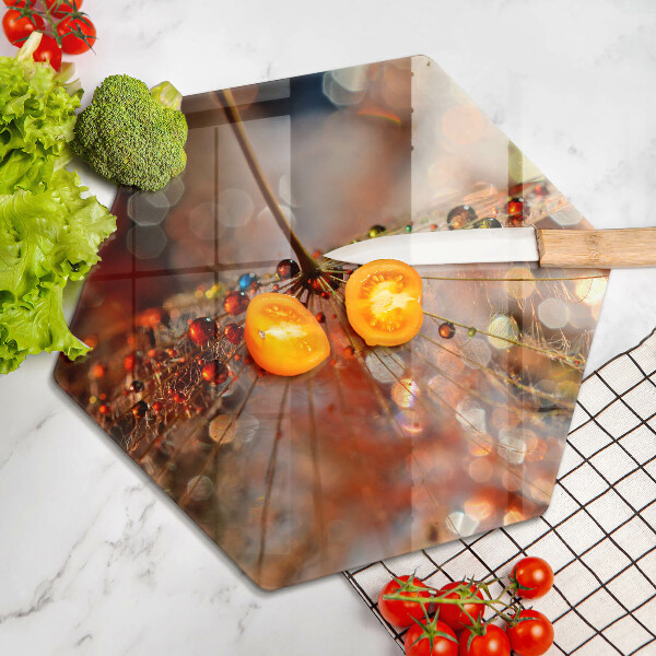 Chopping board glass Wet dandelion