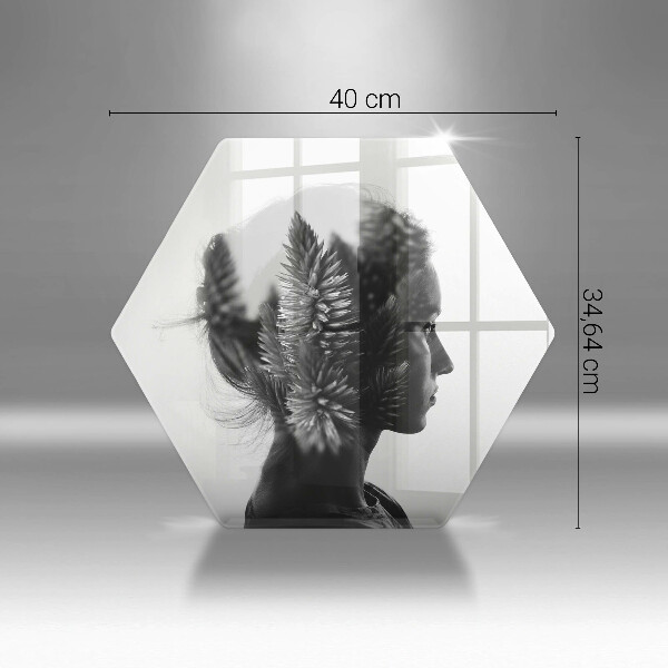 Chopping board glass Woman and forest