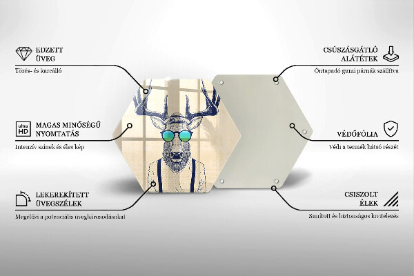 Chopping board glass Illustration Man Jeleń