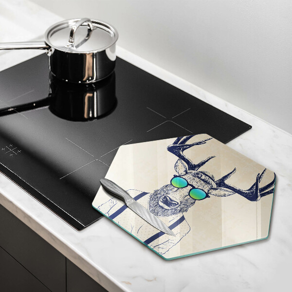 Chopping board glass Illustration Man Jeleń