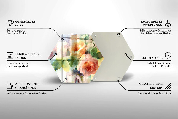 Chopping board glass Painted flowers