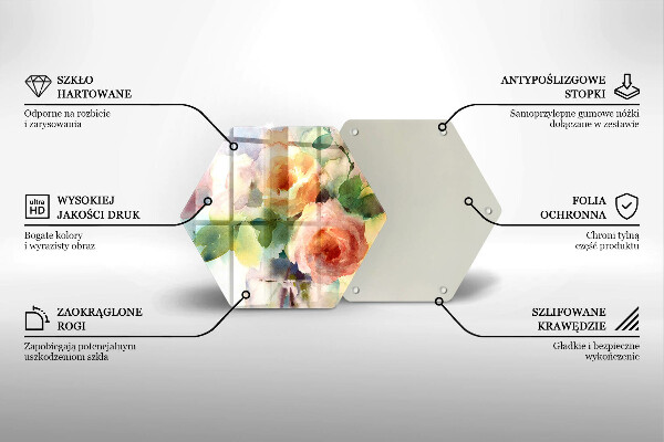 Chopping board glass Painted flowers