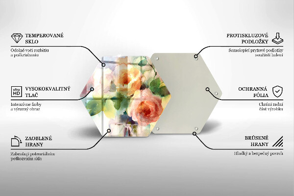 Chopping board glass Painted flowers