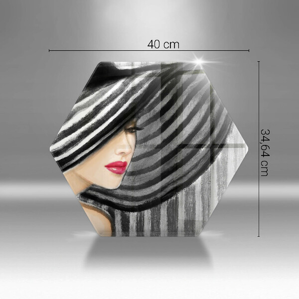 Chopping board glass A woman in a hat