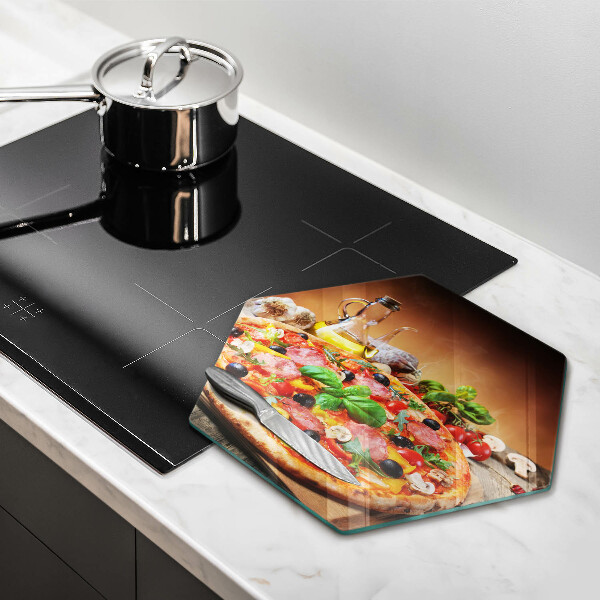 Glass chopping board Italian pizza