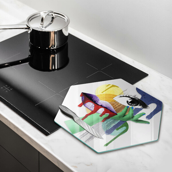 Glass chopping board An abstract art collage